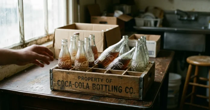 akcie-coca-cola-uvodni-20260813-ai2 Český investor pracuje na nákupu akcií Coca-Cola - otevřený laptop s grafem kurzu a sklenice Coca-Coly na domácím pracovním stole